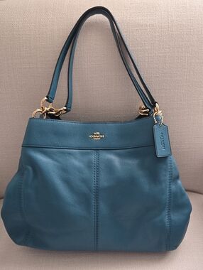 Coach Lexy Teal Leather Shoulder Bag